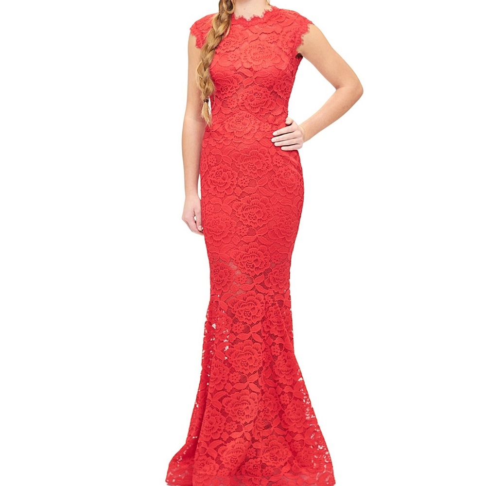 Betsy & Adam Red Sheath Maxi Dress